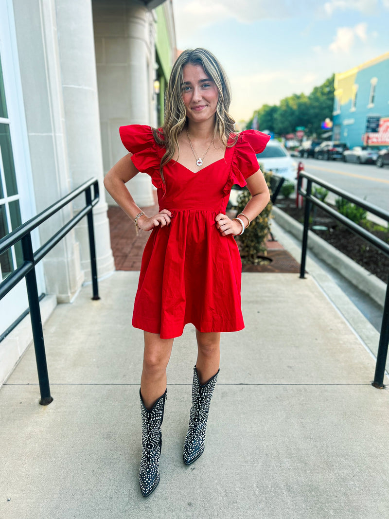 Ruffle Sleeve Mini Dress