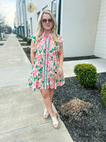 Sleeveless Green & Pink Entro Dress
