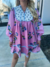 Pink Navy Floral Entro Dress