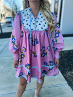 Pink Navy Floral Entro Dress