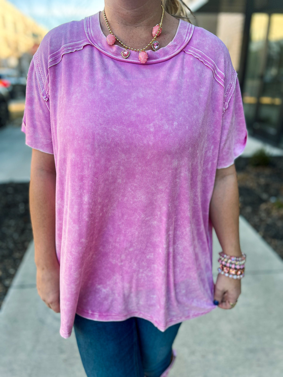 Washed Short Sleeve Top