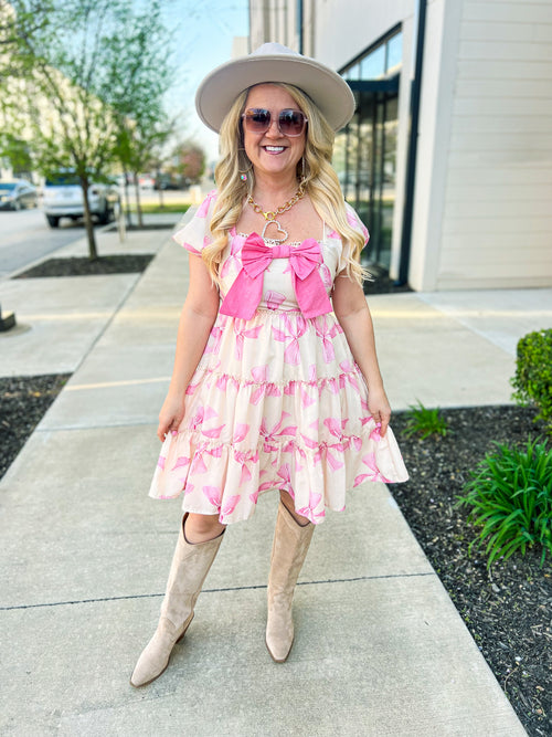 Creme Bow Dress-Davi & Dani
