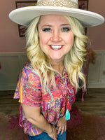 Pink & Coral Embroidered Top