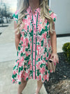 Sleeveless Green & Pink Entro Dress