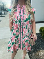 Sleeveless Green & Pink Entro Dress