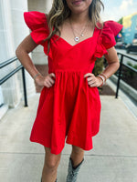 Ruffle Sleeve Mini Dress