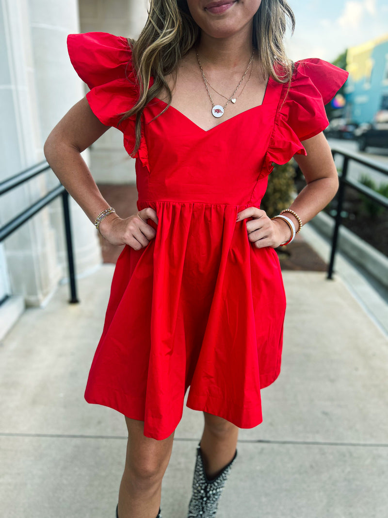 Ruffle Sleeve Mini Dress