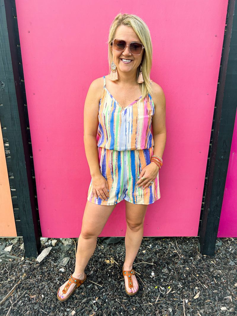 Multicolored Striped Romper