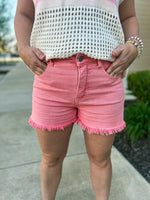 Pink Risen Frayed Shorts