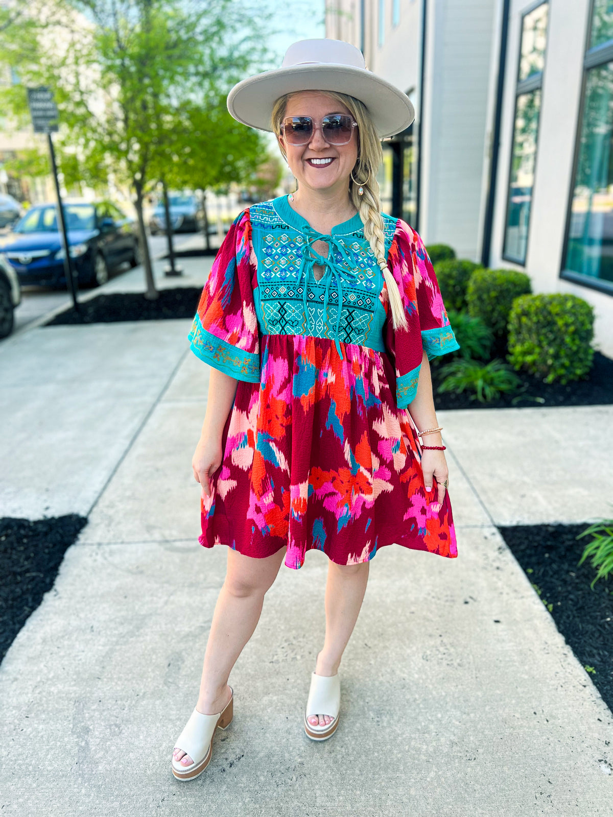 Multi Embroidered Dress-Umgee