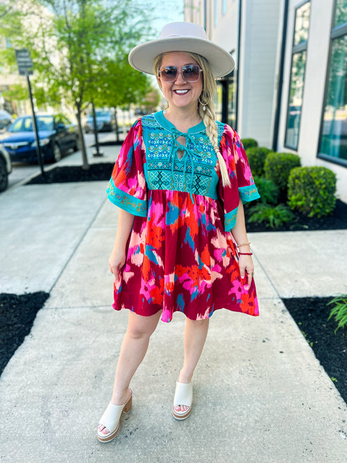 Multi Embroidered Dress-Umgee