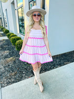 Floral Main Strip Mini Dress