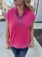 Hot Pink Waffle Umgee Top