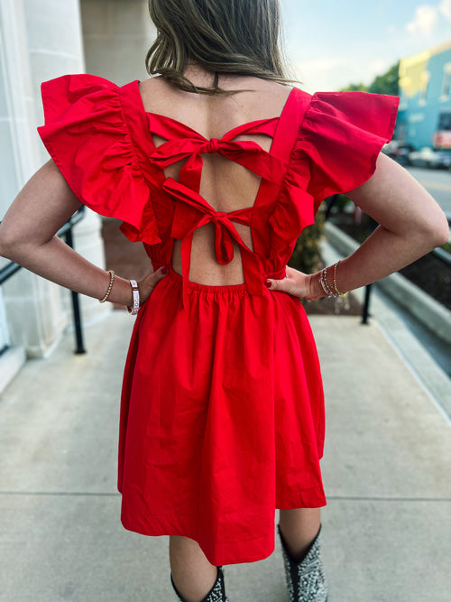 Ruffle Sleeve Mini Dress