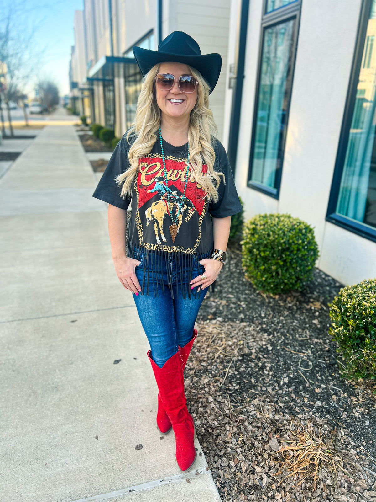 Black Cowboy Zutter Fringe Tee