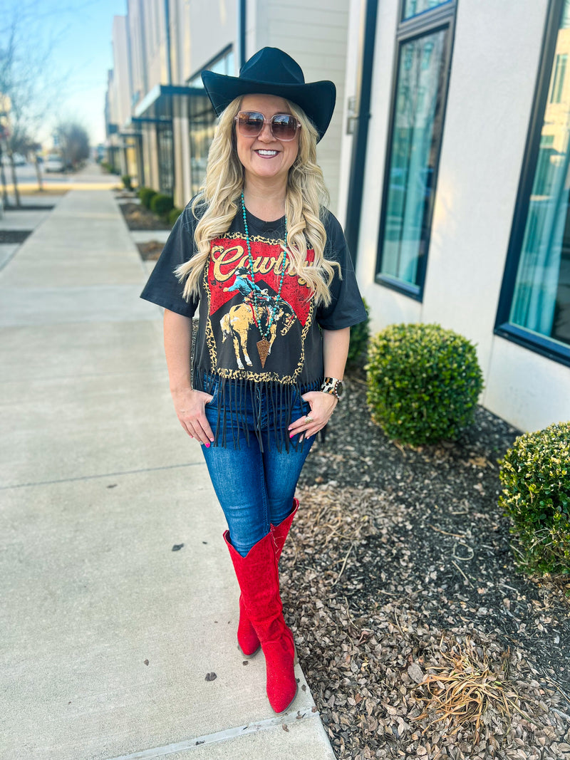 Black Cowboy Zutter Fringe Tee
