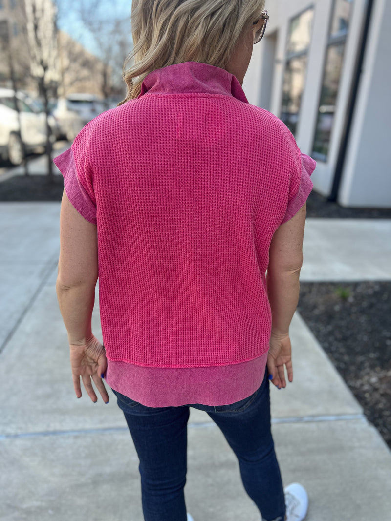 Hot Pink Waffle Umgee Top