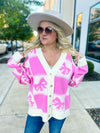 Check Bow Cardigan-Peach Love
