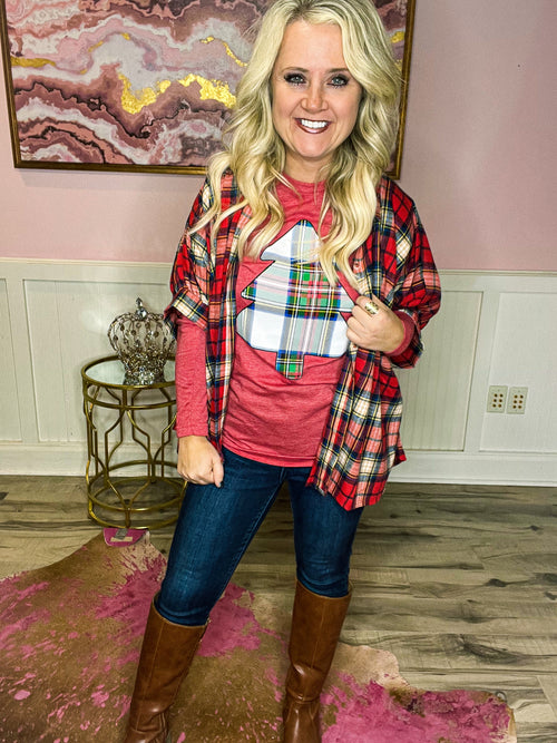 Plaid Christmas Tee Long Sleeve