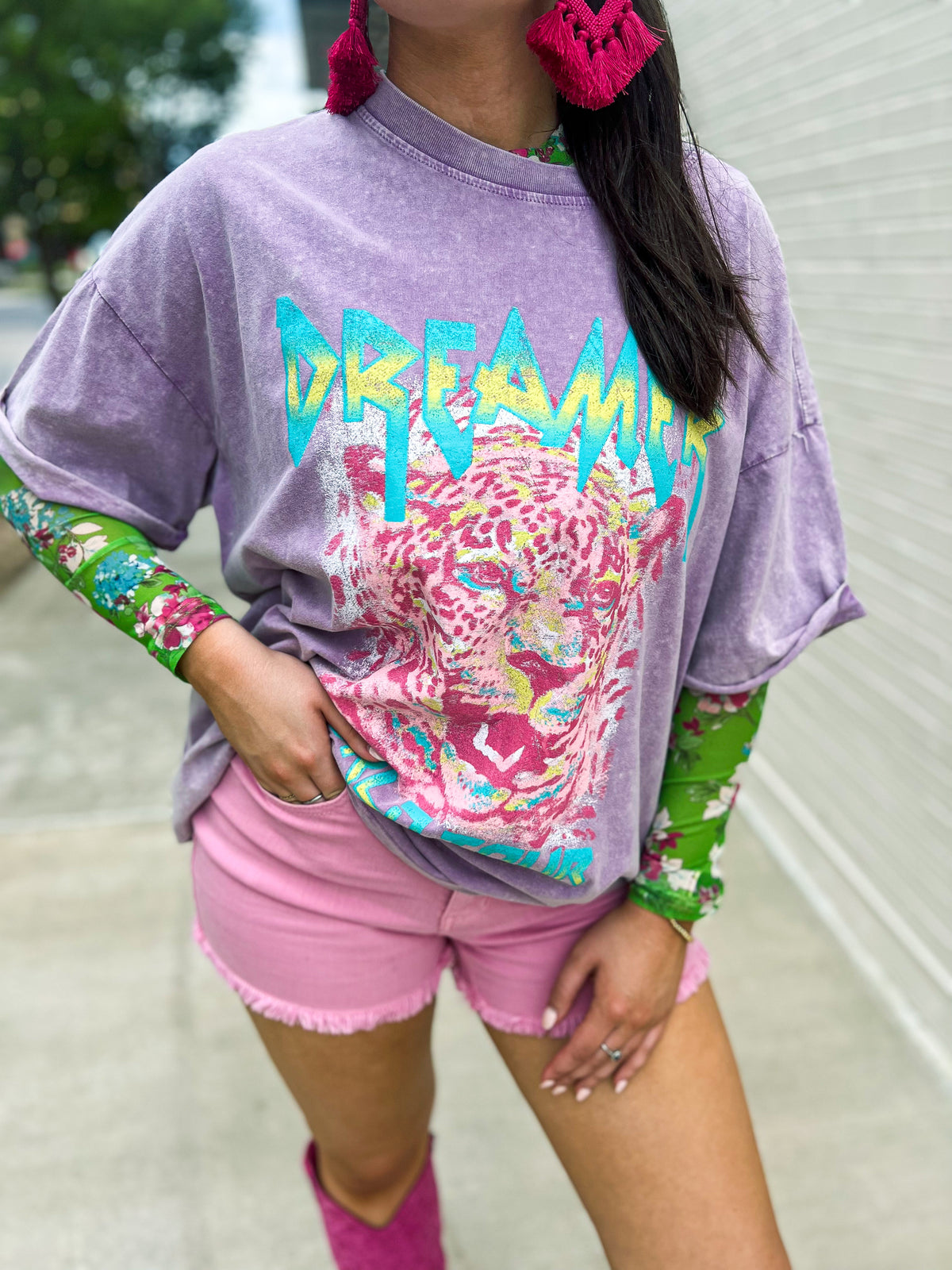 Green Floral Mesh Top