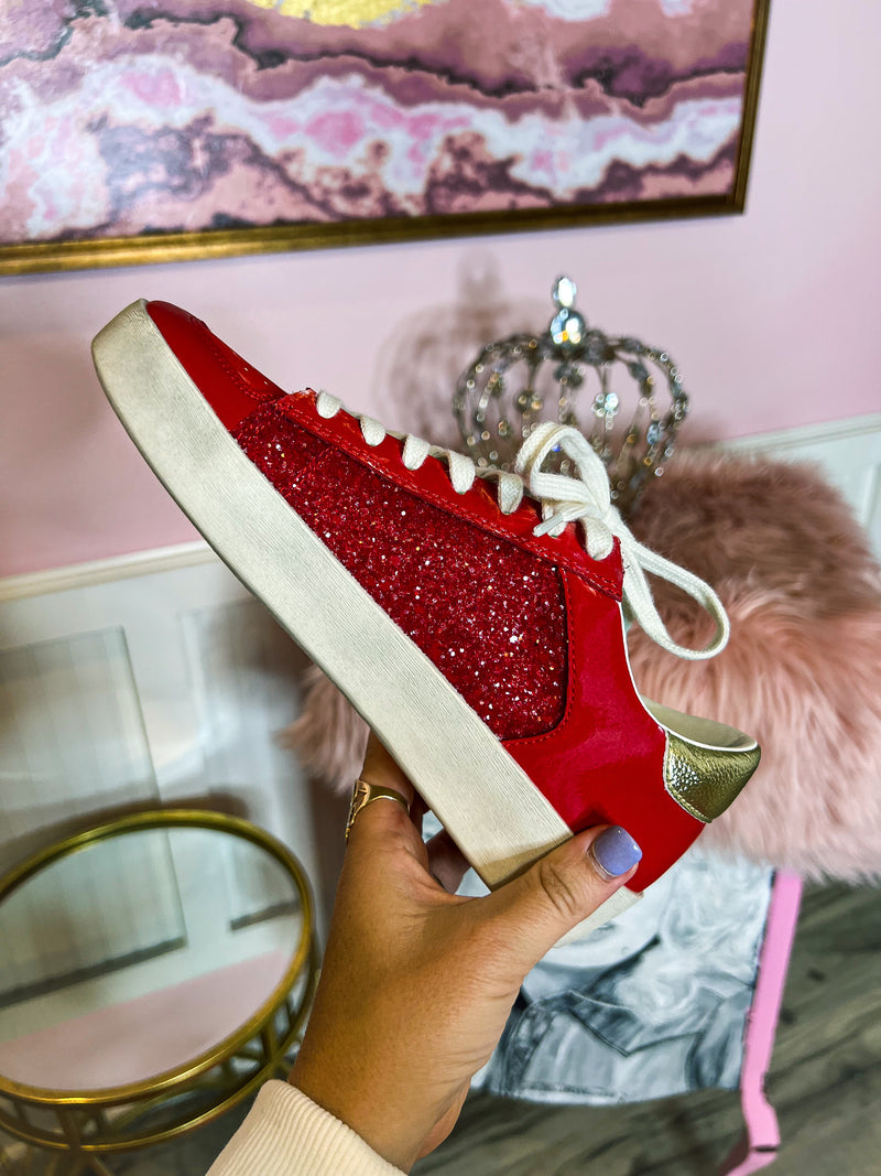 Red Sequin Sneakers