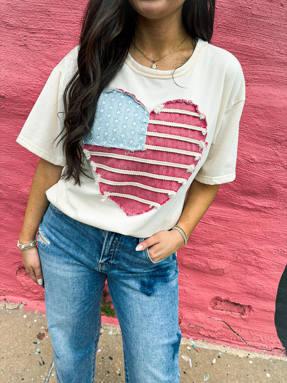 American Flag Creme Top