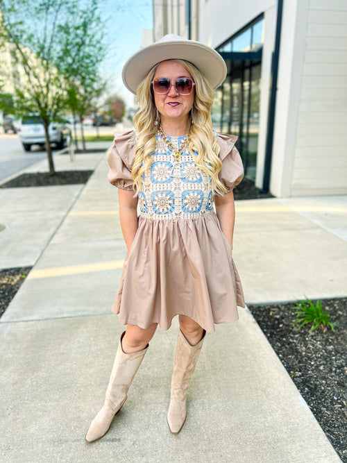 Latte Crochet Dress