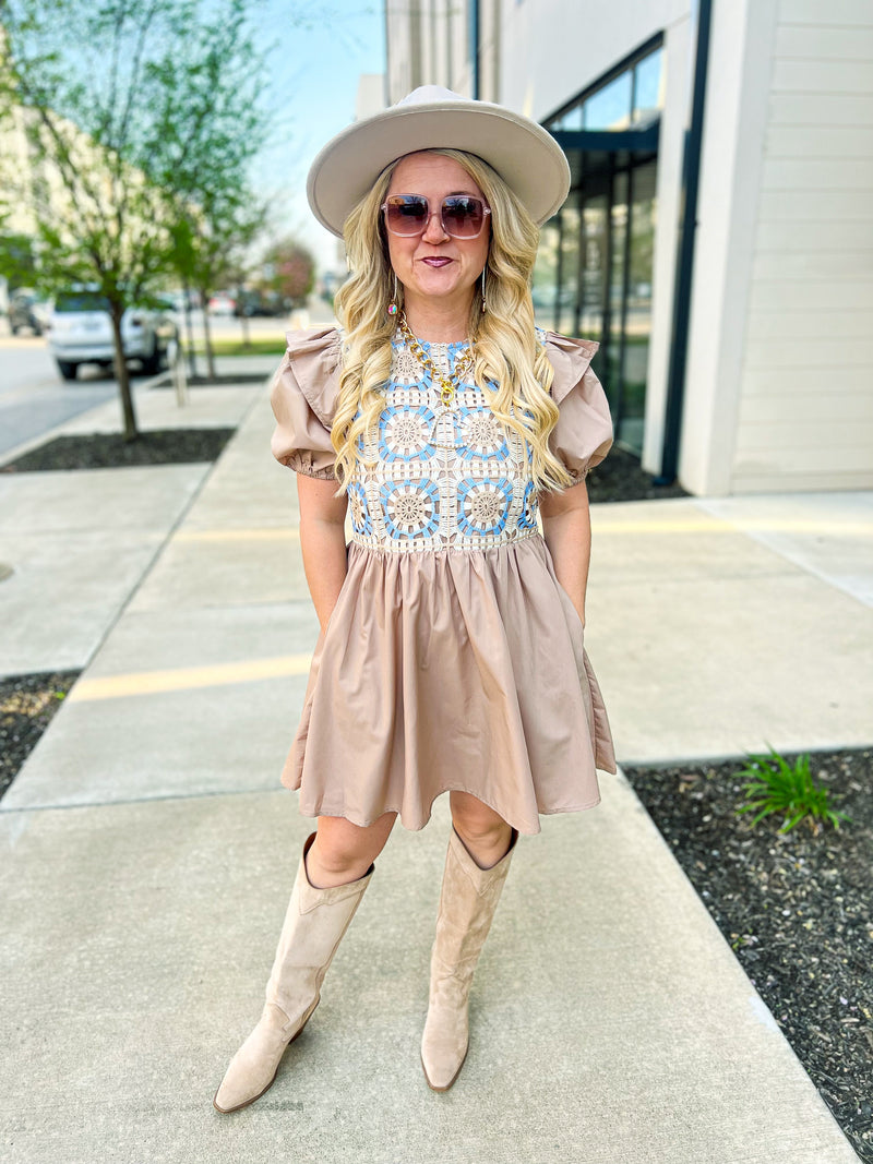 Latte Crochet Dress