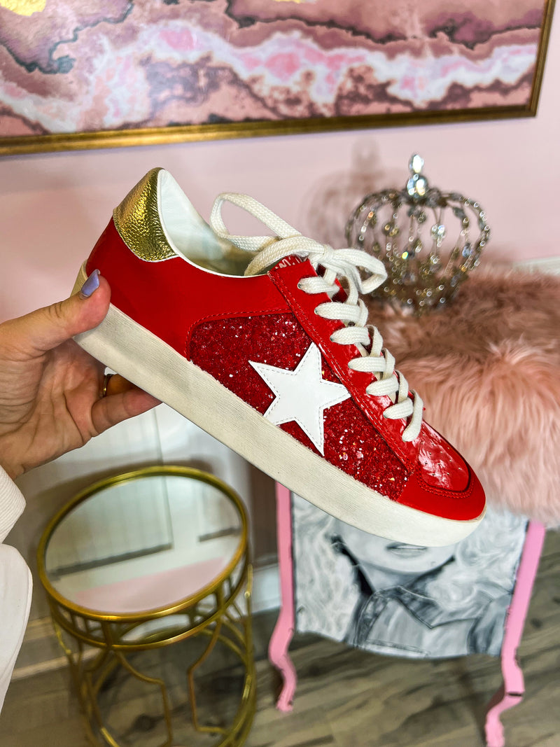 Red Sequin Sneakers