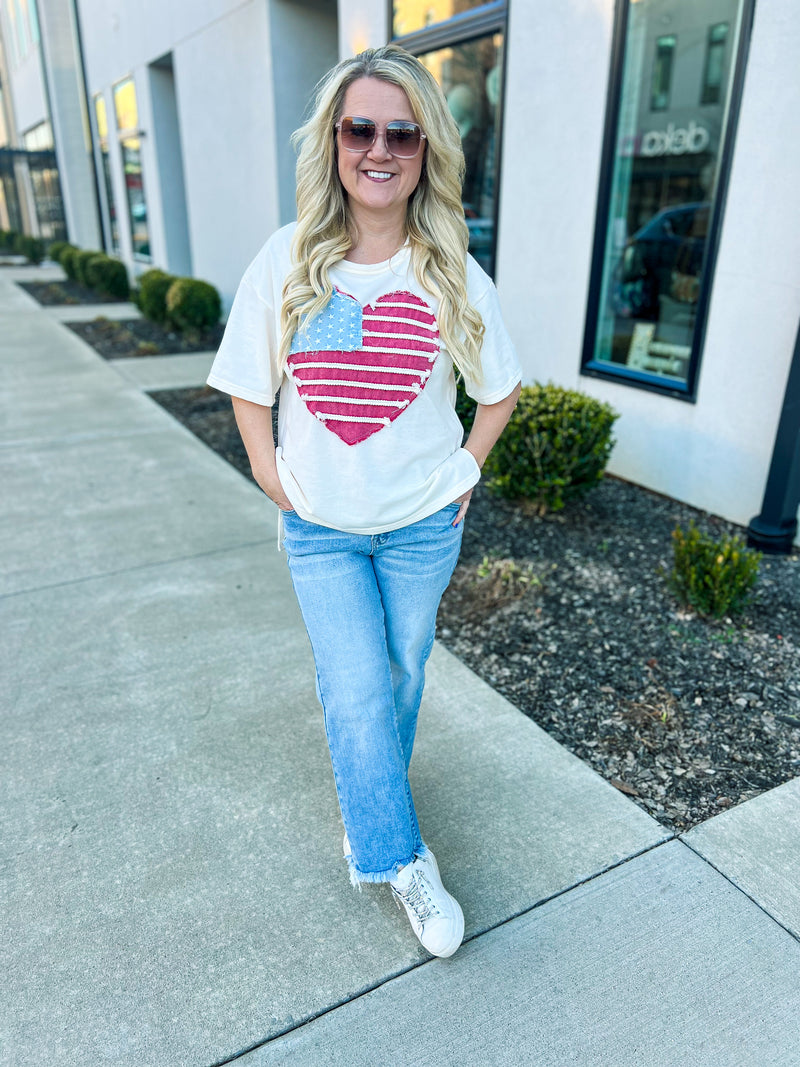 American Flag Creme Top