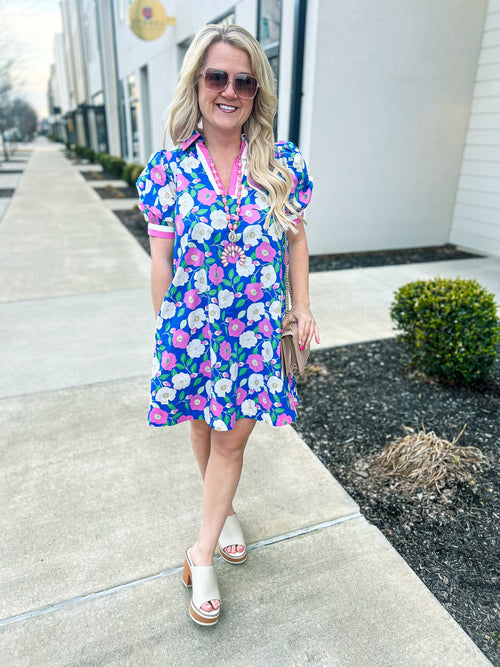 Blue Floral Entro Dress