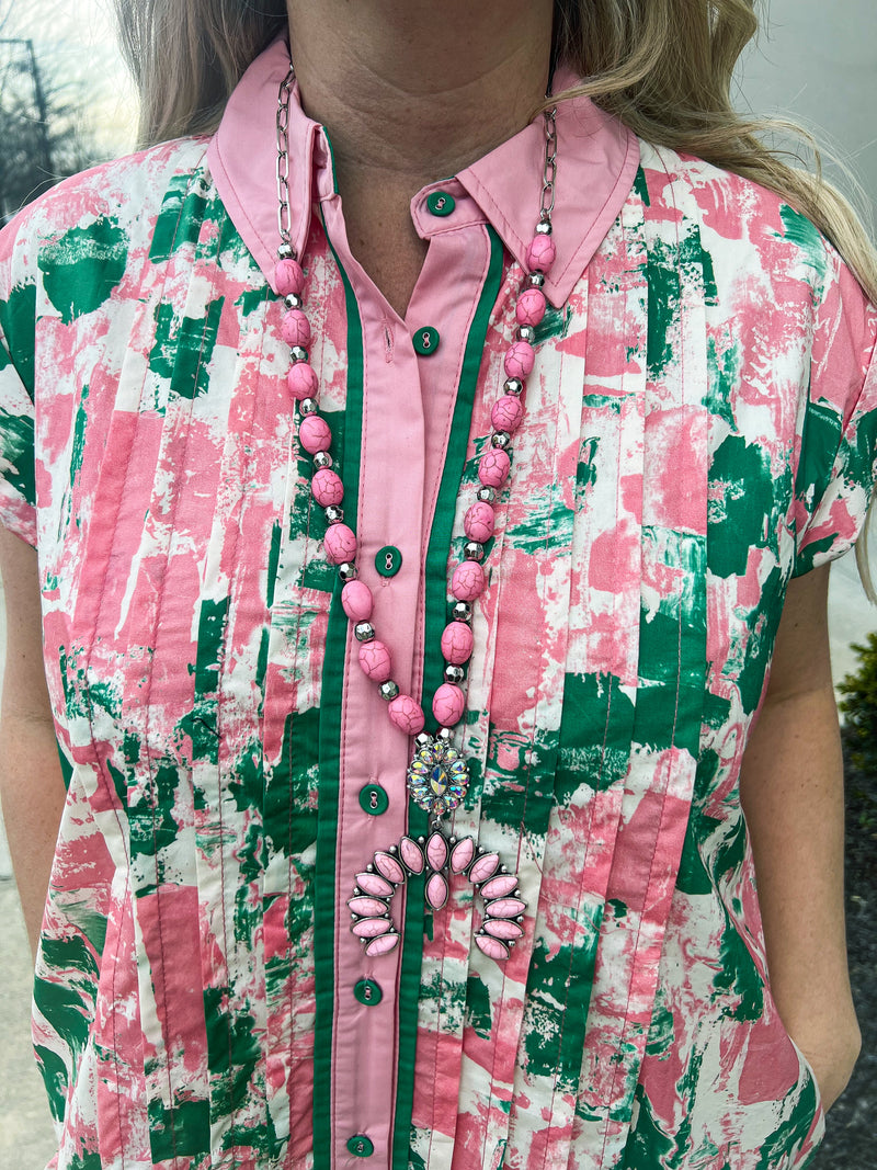 Pink Squash Rhinestone Necklace
