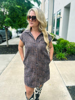 Leopard Print Denim Dress