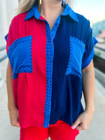 Red & Blue Rhinestone Top