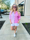 Pink Striped Button Up-Entro