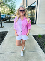 Pink Striped Button Up-Entro