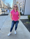 Hot Pink Waffle Umgee Top