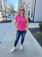 Hot Pink Waffle Umgee Top