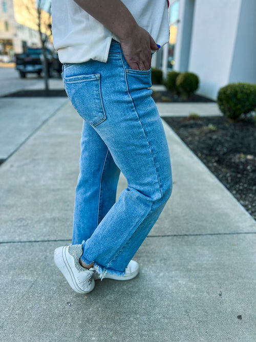 Risen Mid Rise Crop Jeans