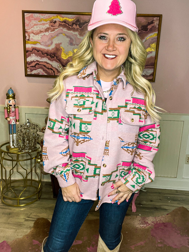 Pink Aztec Shacket
