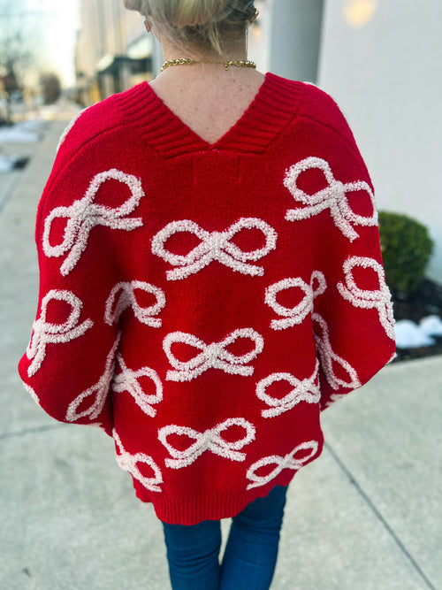 Red Bow Sweater Cardigan