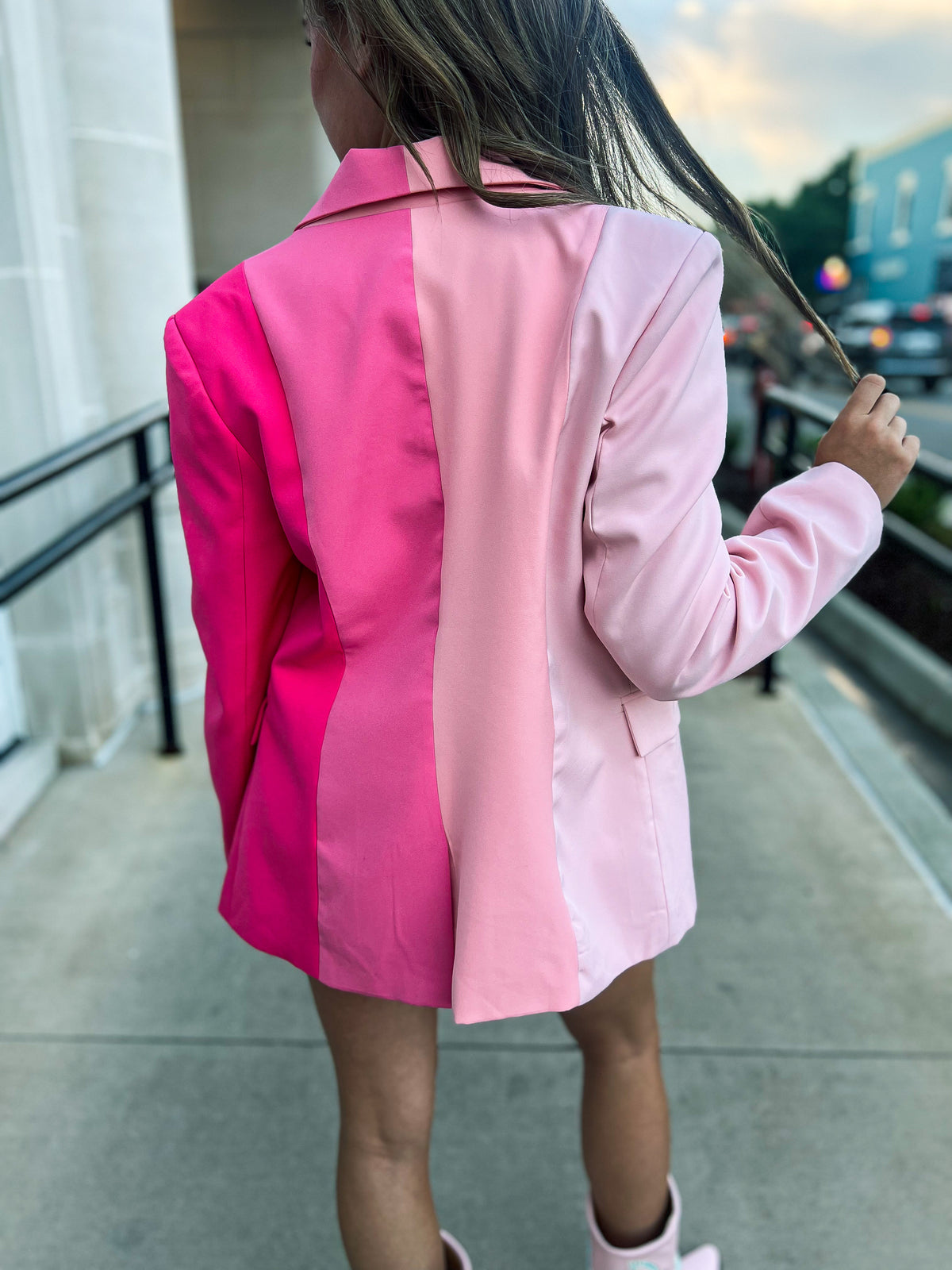 Pink Colorblock Blazer