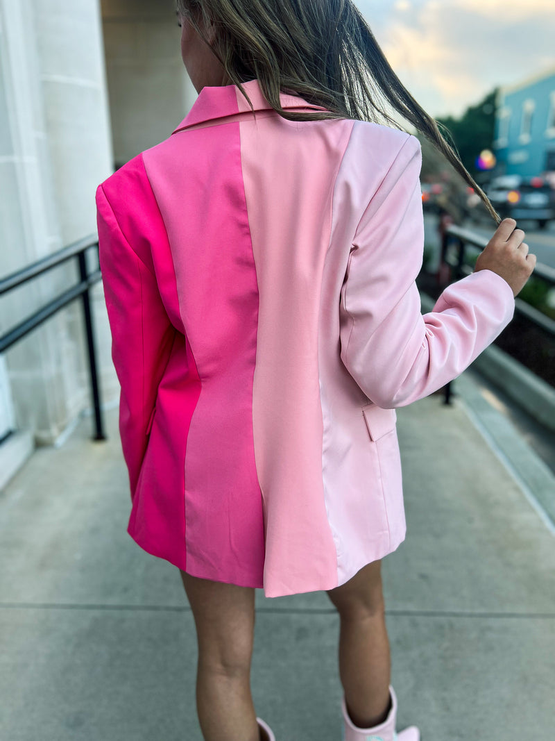 Pink Colorblock Blazer