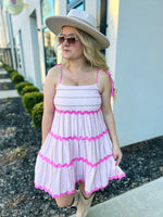 Floral Main Strip Mini Dress