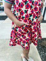 Multicolored Band Floral Entro Dress