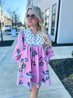 Pink Navy Floral Entro Dress