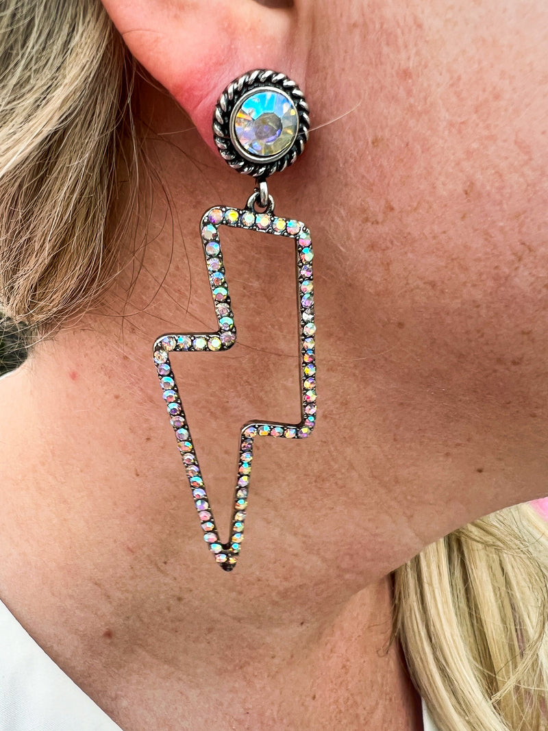Lightening Bolt Rhinestone Earrings
