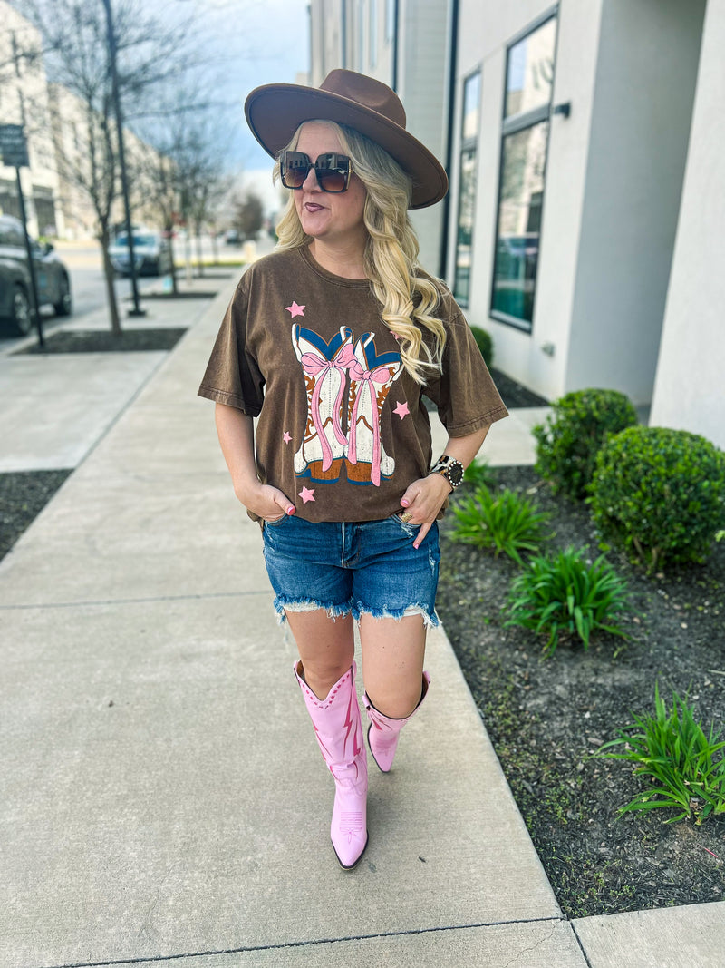Boots N Bows Mineral Wash Tee