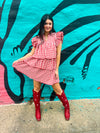 Red Gingham Tiered Ruffle Dress