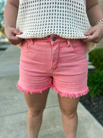 Pink Risen Frayed Shorts